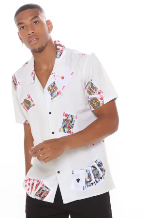Aces Of Spades Short Sleeve Woven Top - Sand