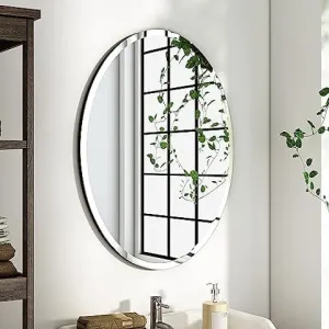 Adhesive Mirror Sticker In The Oval Shape For Use On Walls Bathrooms, Bedrooms, Living Rooms, And Basins; Durable Plastic Wall Mirror, Silver