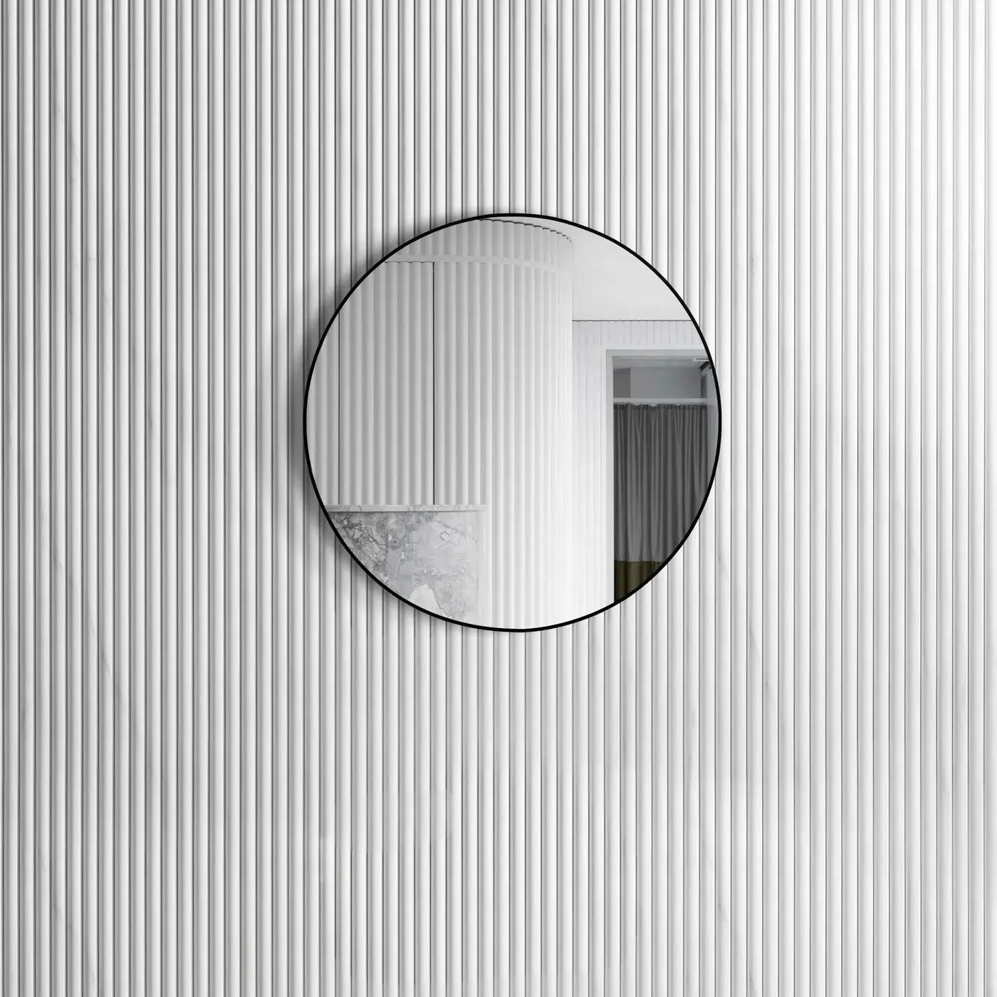 Alize Black Round Mirror