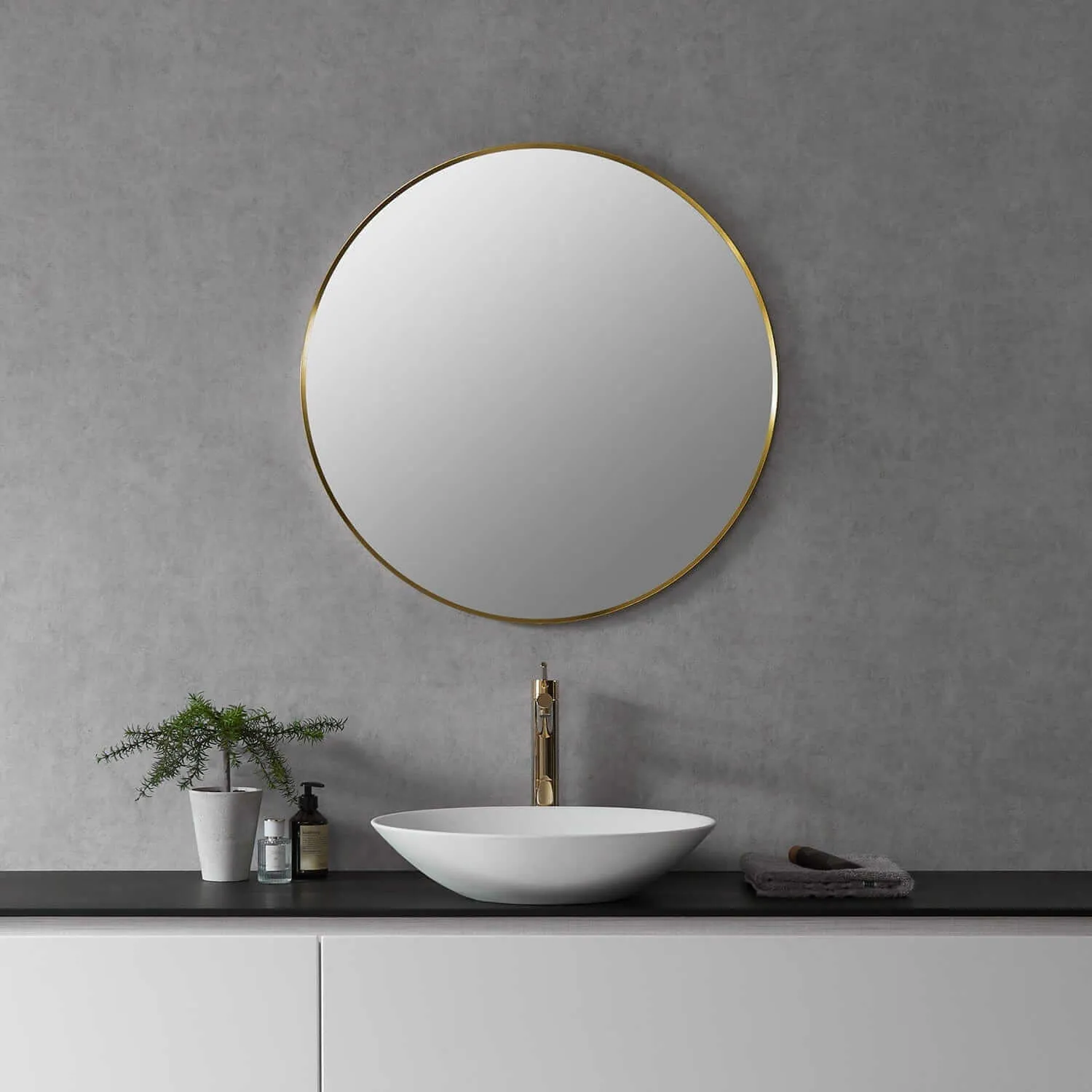 Altair Liceo 30" Round Bathroom Vanity Aluminum Framed Wall Mirror