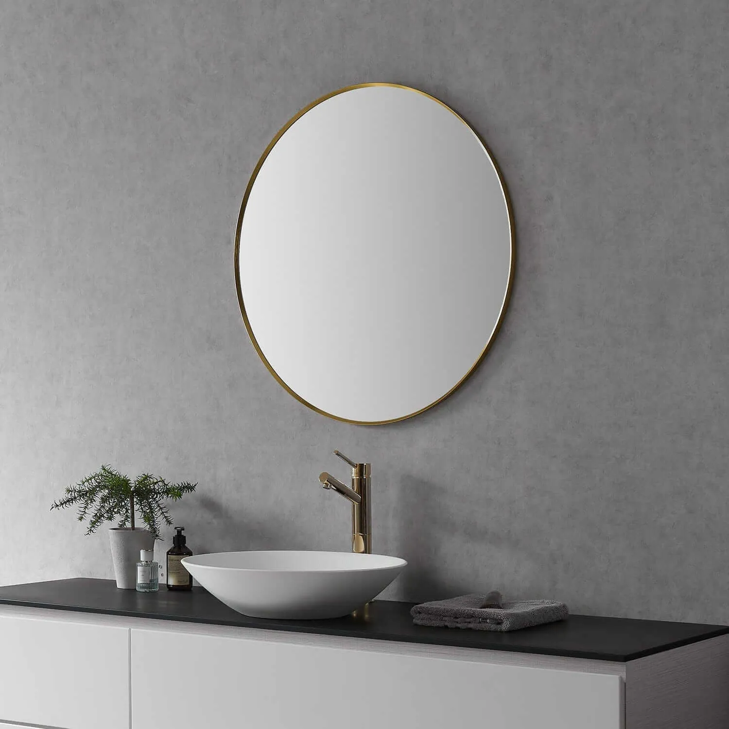 Altair Liceo 30" Round Bathroom Vanity Aluminum Framed Wall Mirror