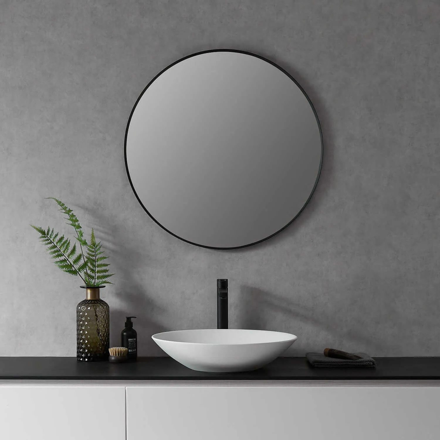 Altair Liceo 30" Round Bathroom Vanity Aluminum Framed Wall Mirror