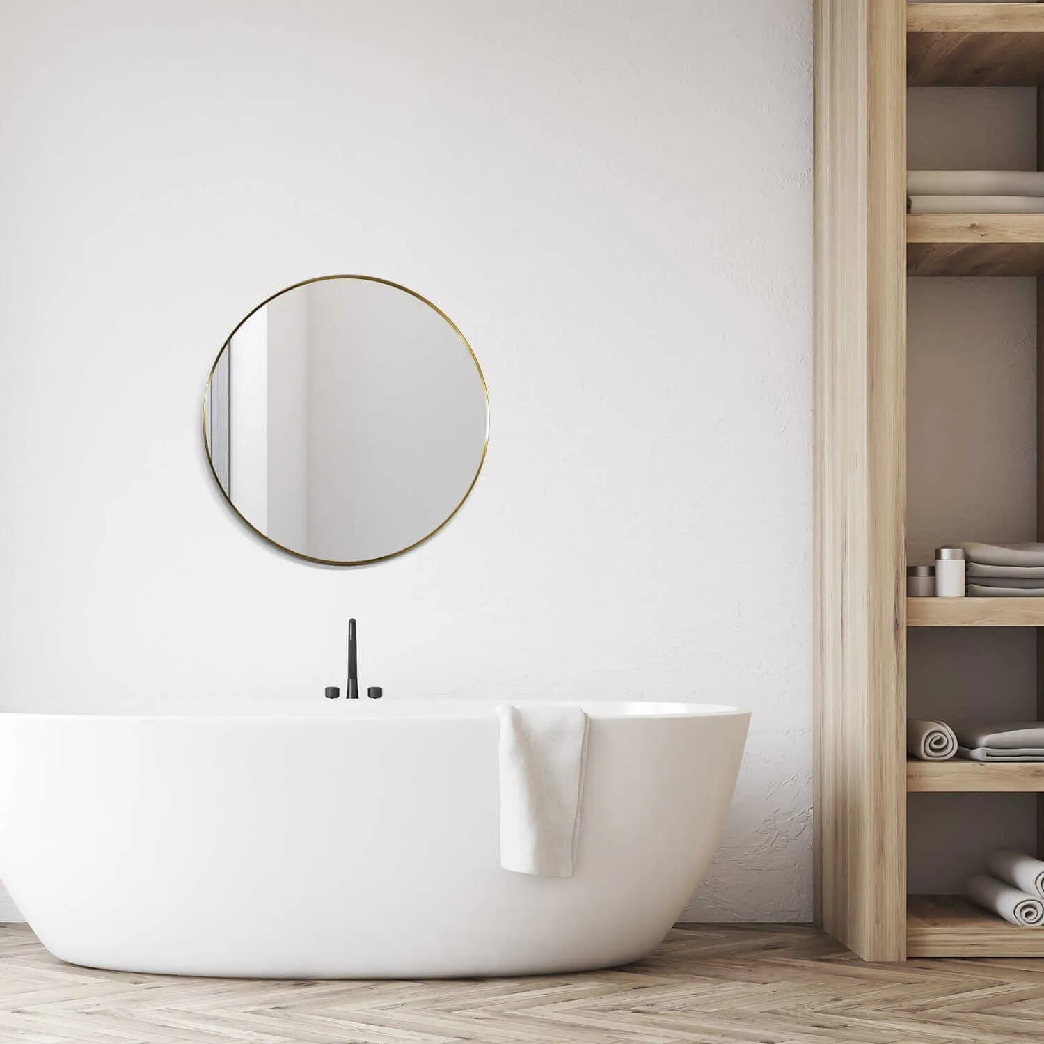 Altair Liceo 30" Round Bathroom Vanity Aluminum Framed Wall Mirror