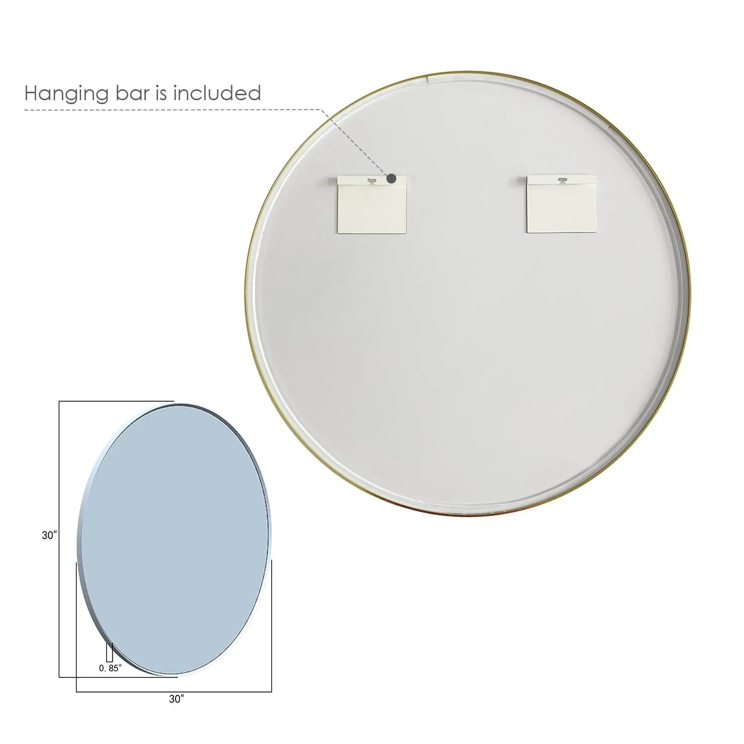 Altair Liceo 30" Round Bathroom Vanity Aluminum Framed Wall Mirror