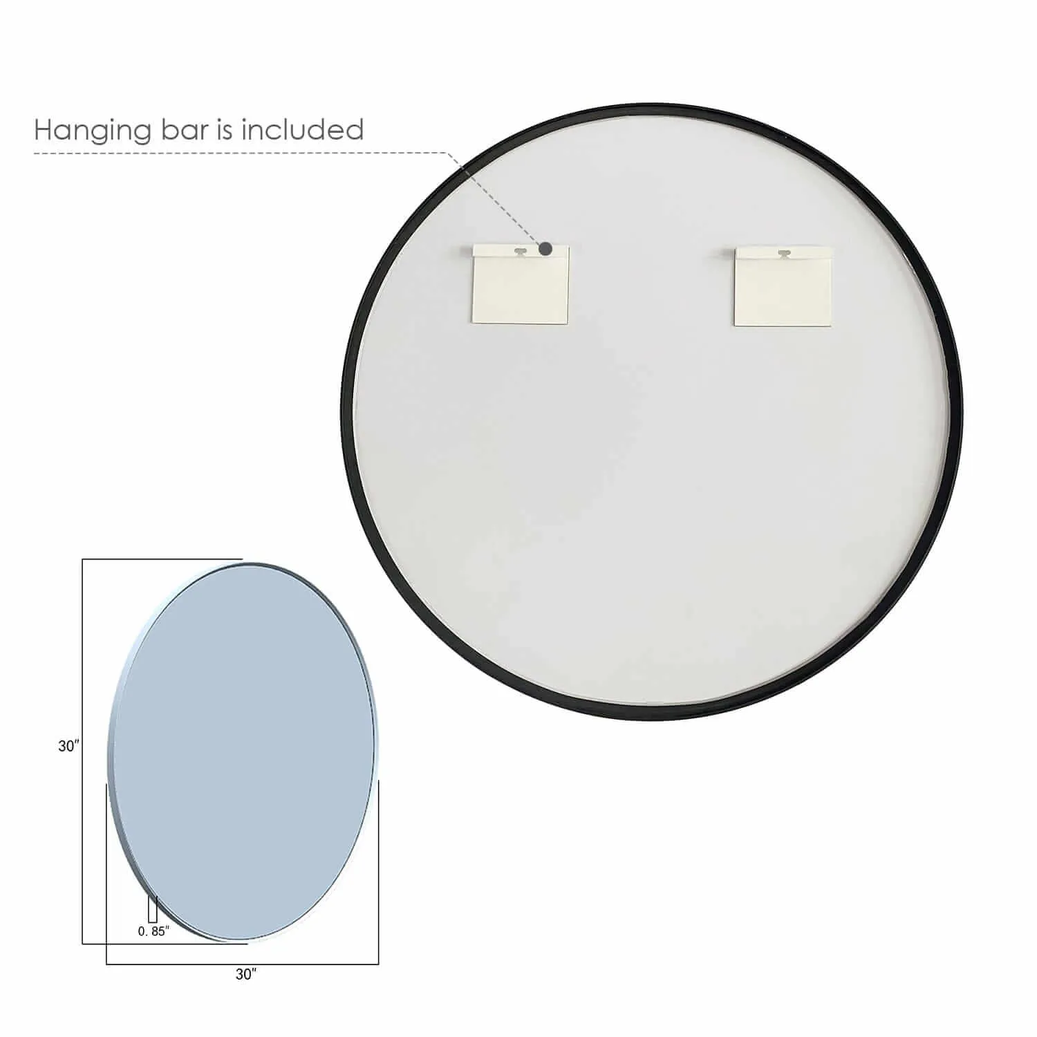 Altair Liceo 30" Round Bathroom Vanity Aluminum Framed Wall Mirror