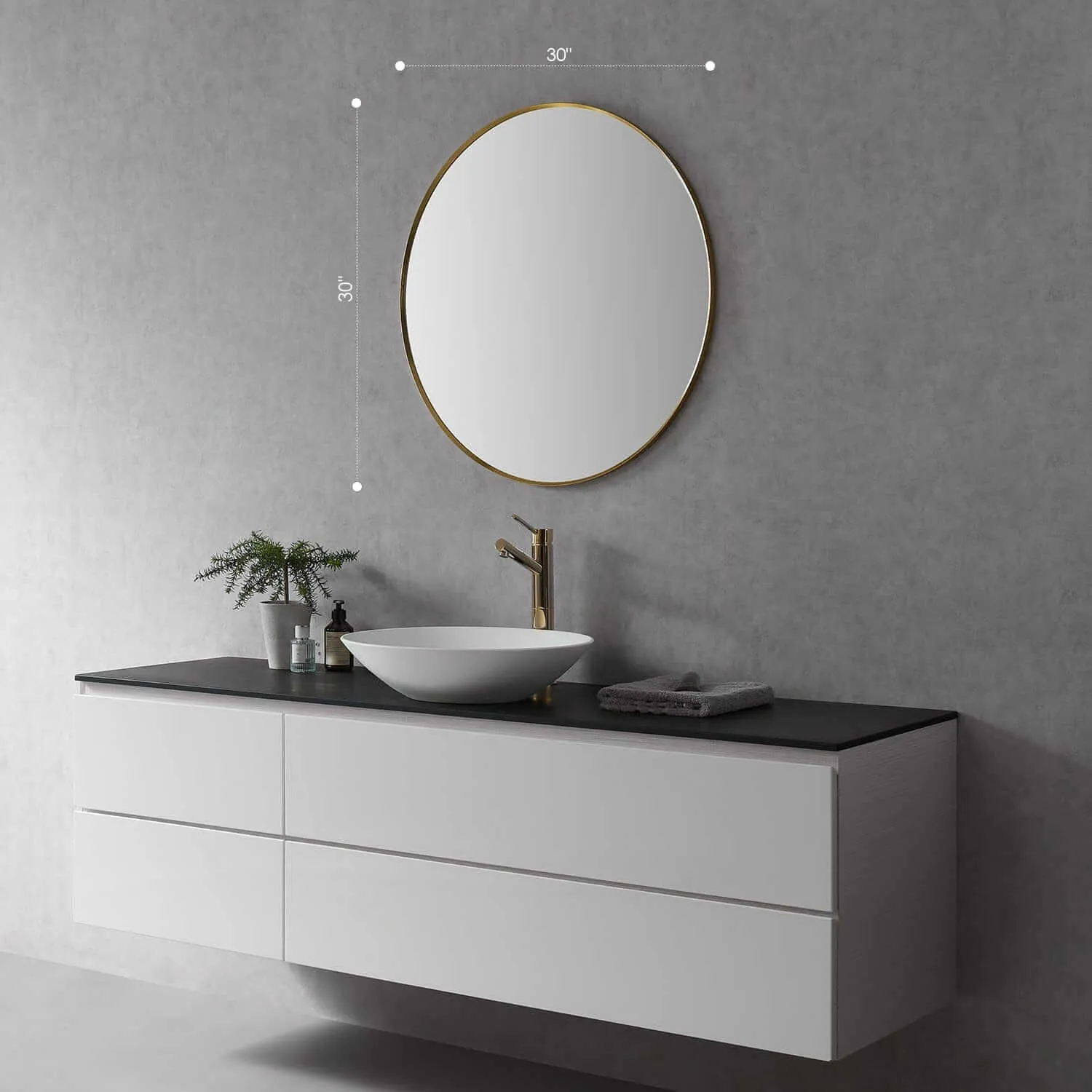 Altair Liceo 30" Round Bathroom Vanity Aluminum Framed Wall Mirror
