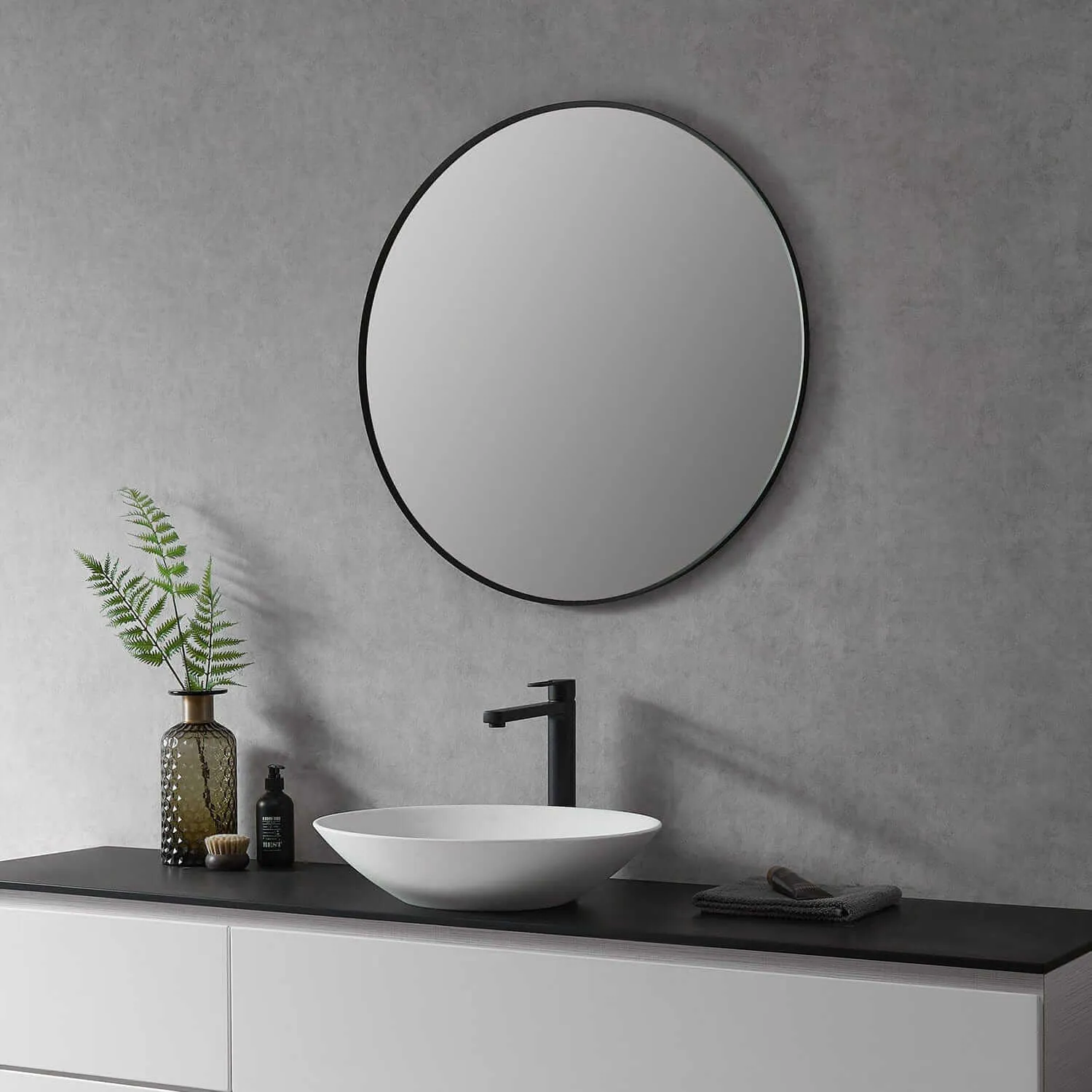 Altair Liceo 30" Round Bathroom Vanity Aluminum Framed Wall Mirror