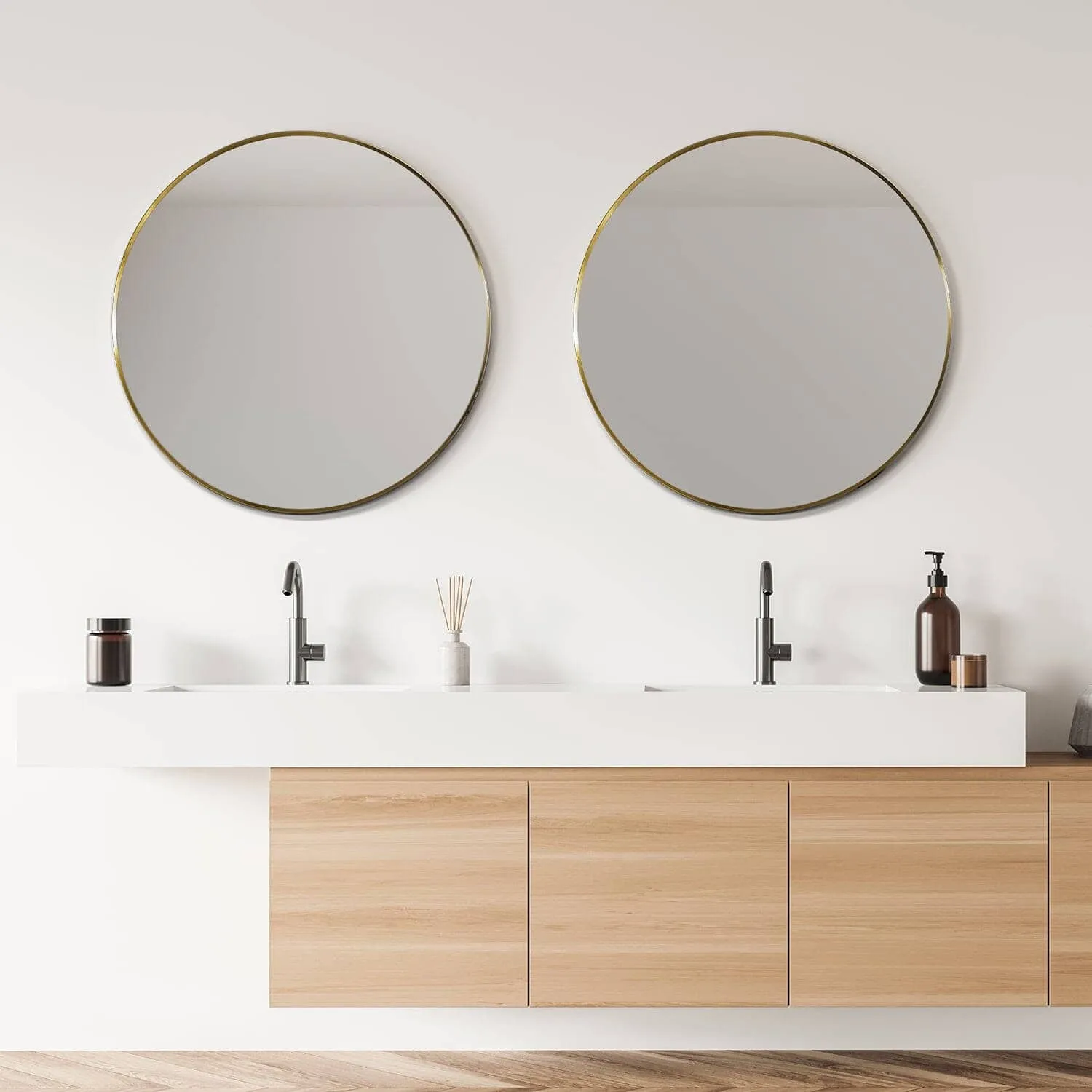 Altair Liceo 30" Round Bathroom Vanity Aluminum Framed Wall Mirror
