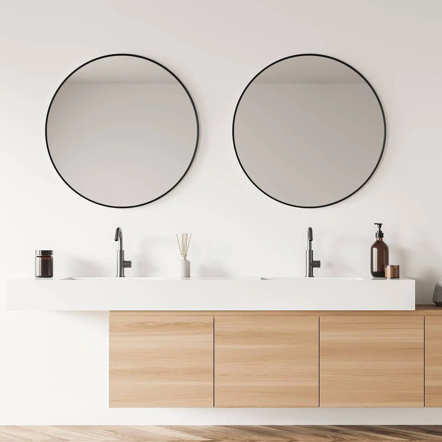 Altair Liceo 30" Round Bathroom Vanity Aluminum Framed Wall Mirror