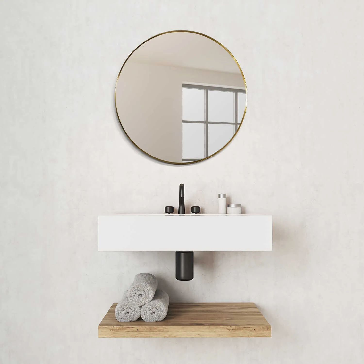 Altair Liceo 30" Round Bathroom Vanity Aluminum Framed Wall Mirror