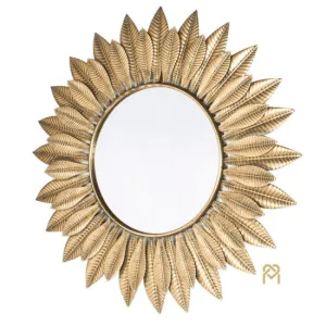 Azure Leaf Wall Mirror Gold