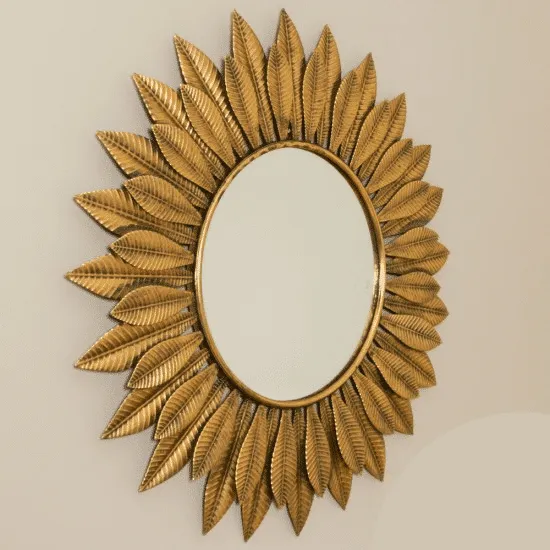 Azure Leaf Wall Mirror Gold