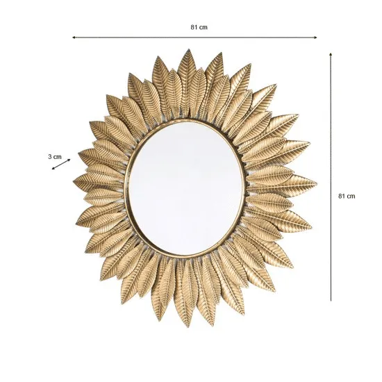 Azure Leaf Wall Mirror Gold