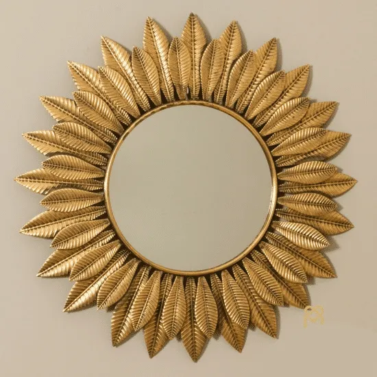 Azure Leaf Wall Mirror Gold