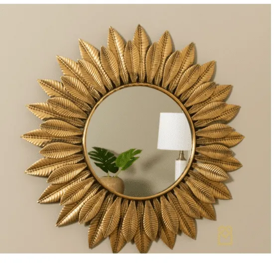 Azure Leaf Wall Mirror Gold