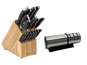 BergHOFF Essentials 15Pc Cutlery Set and Block Set with Sharpener