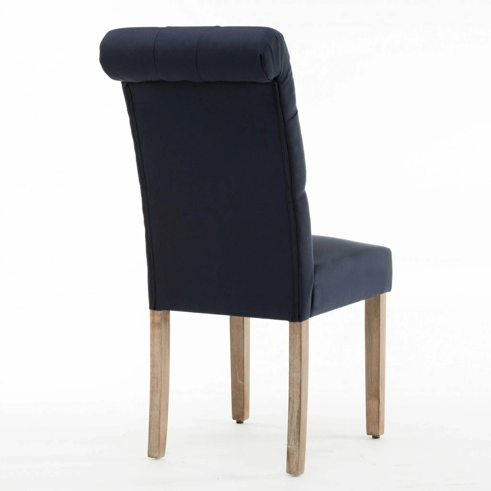 Blue Roll Top Tufted Linen Fabric Modern Dining Chair In A Set Of 2 By Homeroots