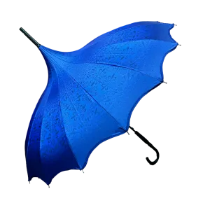 Blue Scalloped Edge Boutique Patterned Pagoda Umbrella