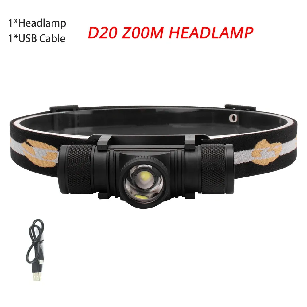 BORUiT D10/20/25 LED Mini Headlamp 3000LM USB Rechargeable High Power Headlight Head Torch