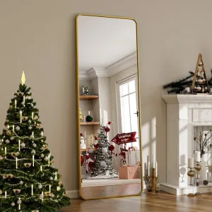 BUNGALOW MERCER Full-Length Metal Frame Mirror - Sleek Design for Living Room and Bedroom (Gold, 62x26inch)