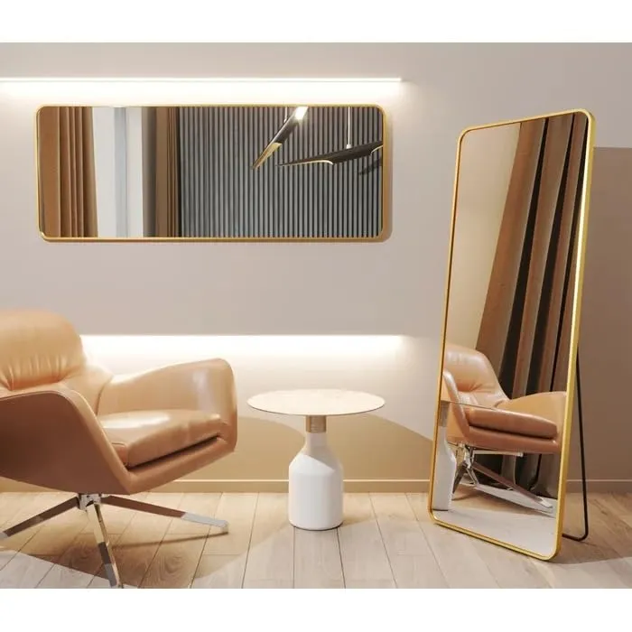 BUNGALOW MERCER Full-Length Metal Frame Mirror - Sleek Design for Living Room and Bedroom (Gold, 62x26inch)