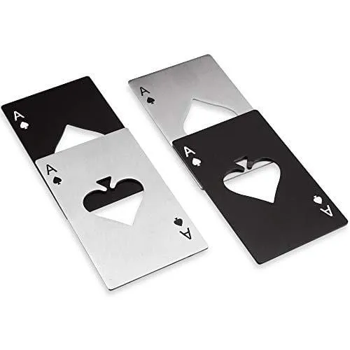 butterfunny 8 Pcs Casino Bottle Openers, Stainless Steel Credit Card Size Casino Bottle Opener Beer Bottle Opener for Your Wallet (Black and Silver)