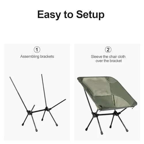 CAMEL CROWN Portable Camping Chair Lightweight Compact Folding Chair Mesh for Outdoor Camp Travel Beach Picnic Festival Hiking Backpacking Black