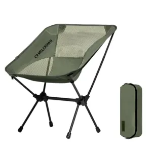 CAMEL CROWN Portable Camping Chair Lightweight Compact Folding Chair Mesh for Outdoor Camp Travel Beach Picnic Festival Hiking Backpacking Black
