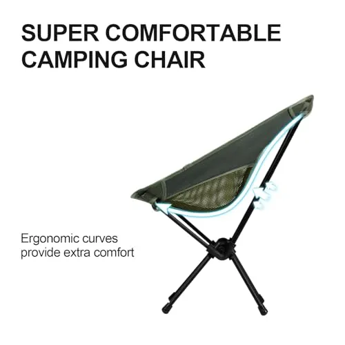 CAMEL CROWN Portable Camping Chair Lightweight Compact Folding Chair Mesh for Outdoor Camp Travel Beach Picnic Festival Hiking Backpacking Black
