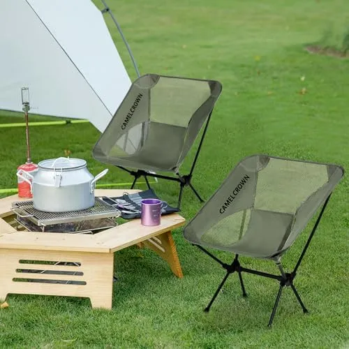 CAMEL CROWN Portable Camping Chair Lightweight Compact Folding Chair Mesh for Outdoor Camp Travel Beach Picnic Festival Hiking Backpacking Black