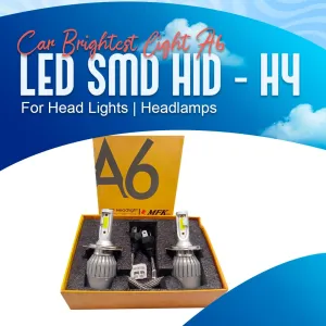 Car Brightest Light A6 LED SMD HID - H4 - For Head Lights | Headlamps | Car Front Light
