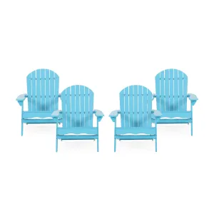 Cartagena Outdoor Rustic Acacia Wood Folding Adirondack Chair, Set of 4