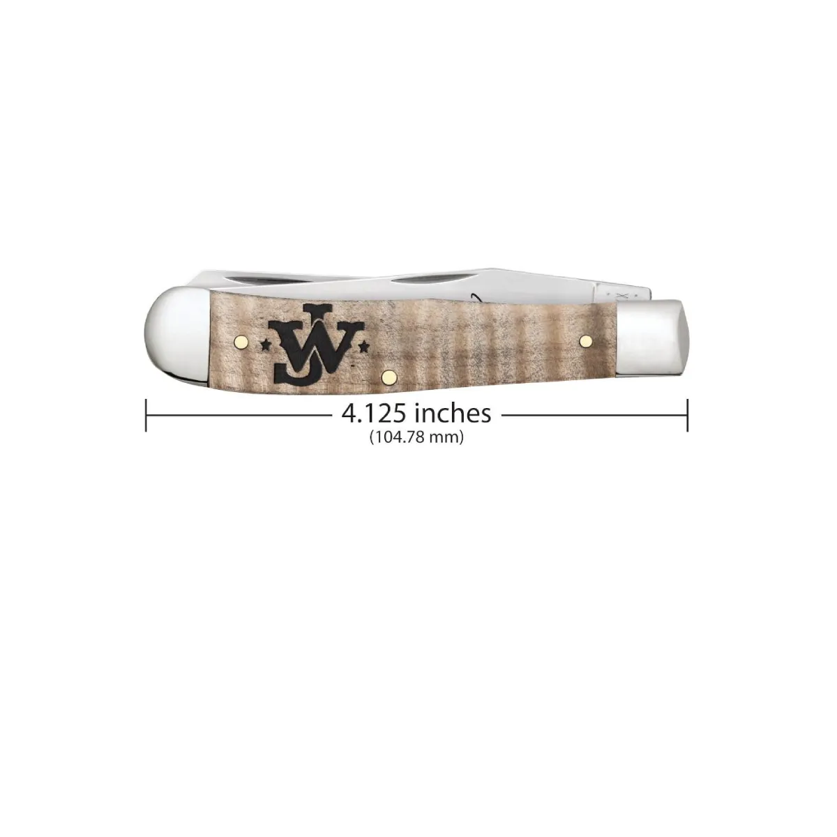 CASE KNIVES JOHN WAYNE EMBELLISHED SMOOTH NATURAL CURLY MAPLE WOOD TRAPPER