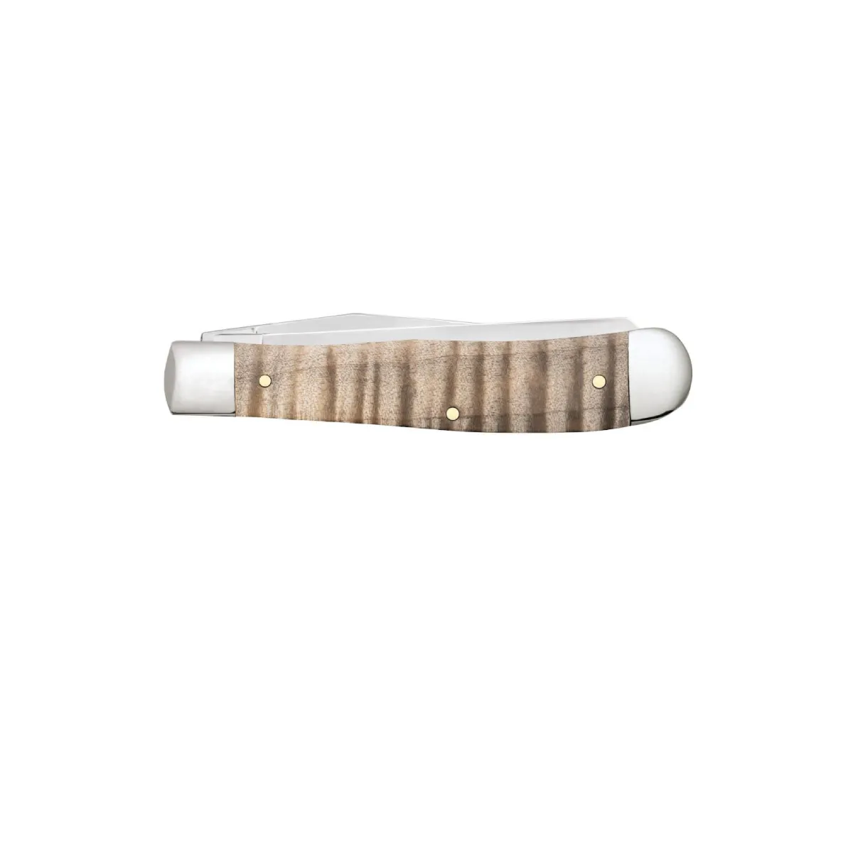 CASE KNIVES JOHN WAYNE EMBELLISHED SMOOTH NATURAL CURLY MAPLE WOOD TRAPPER