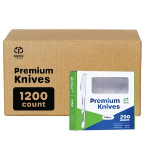 Case of Premium Heavyweight Disposable Clear Plastic Knives