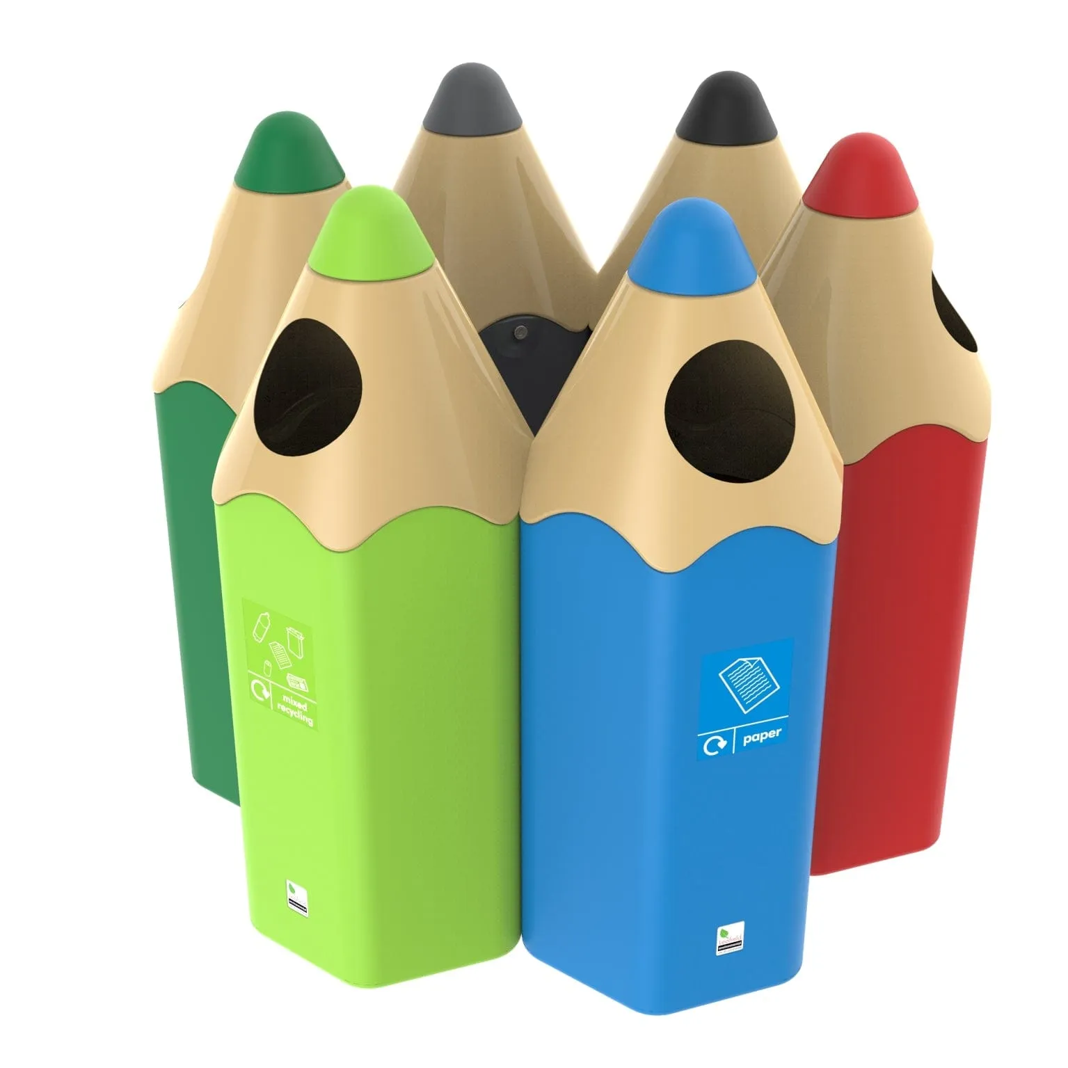 Coloured Pencil Recycling Bin 70 Litres