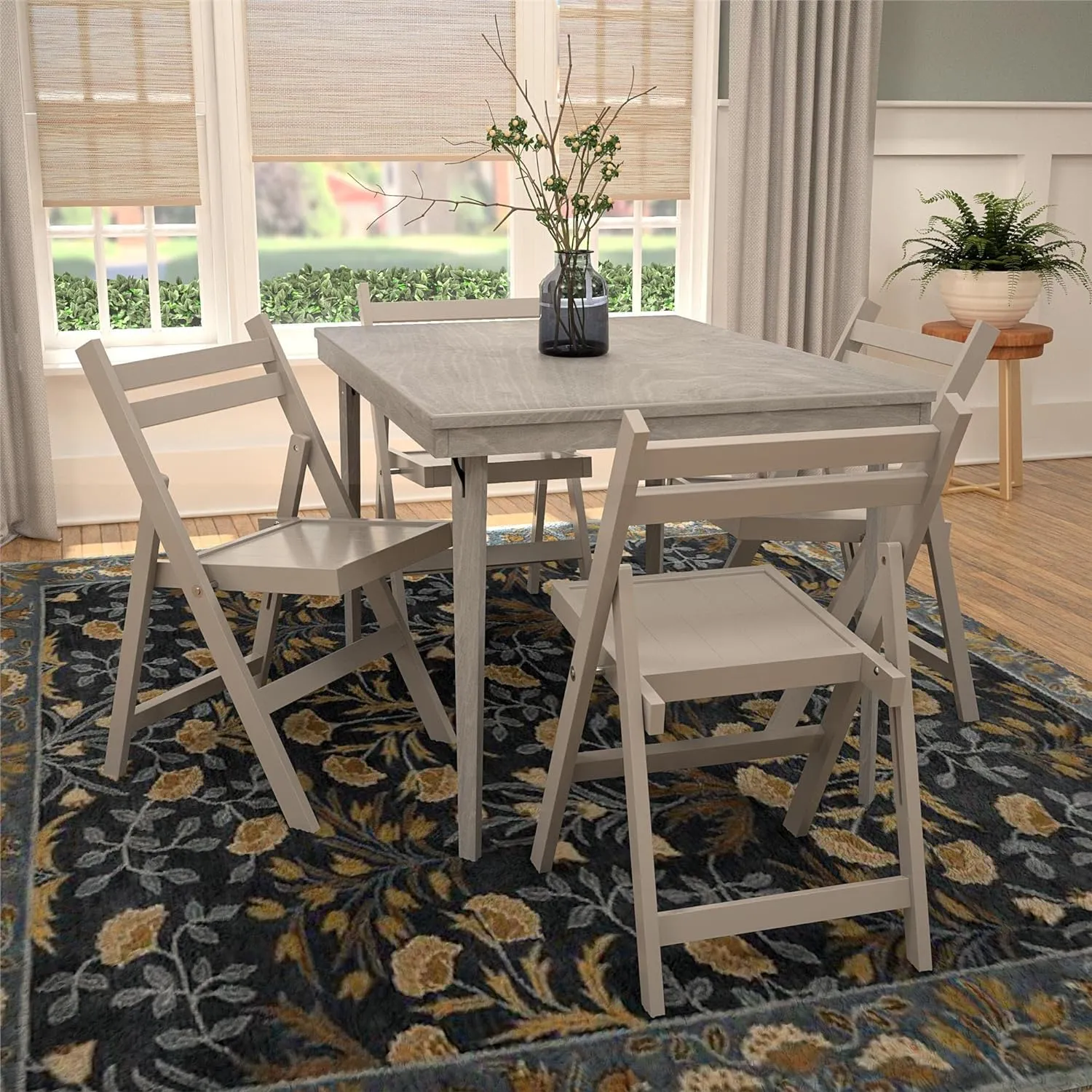 CoscoProducts COSCO XL Wood Slat Back Folding Chair, 2-Pack, Gray Grey