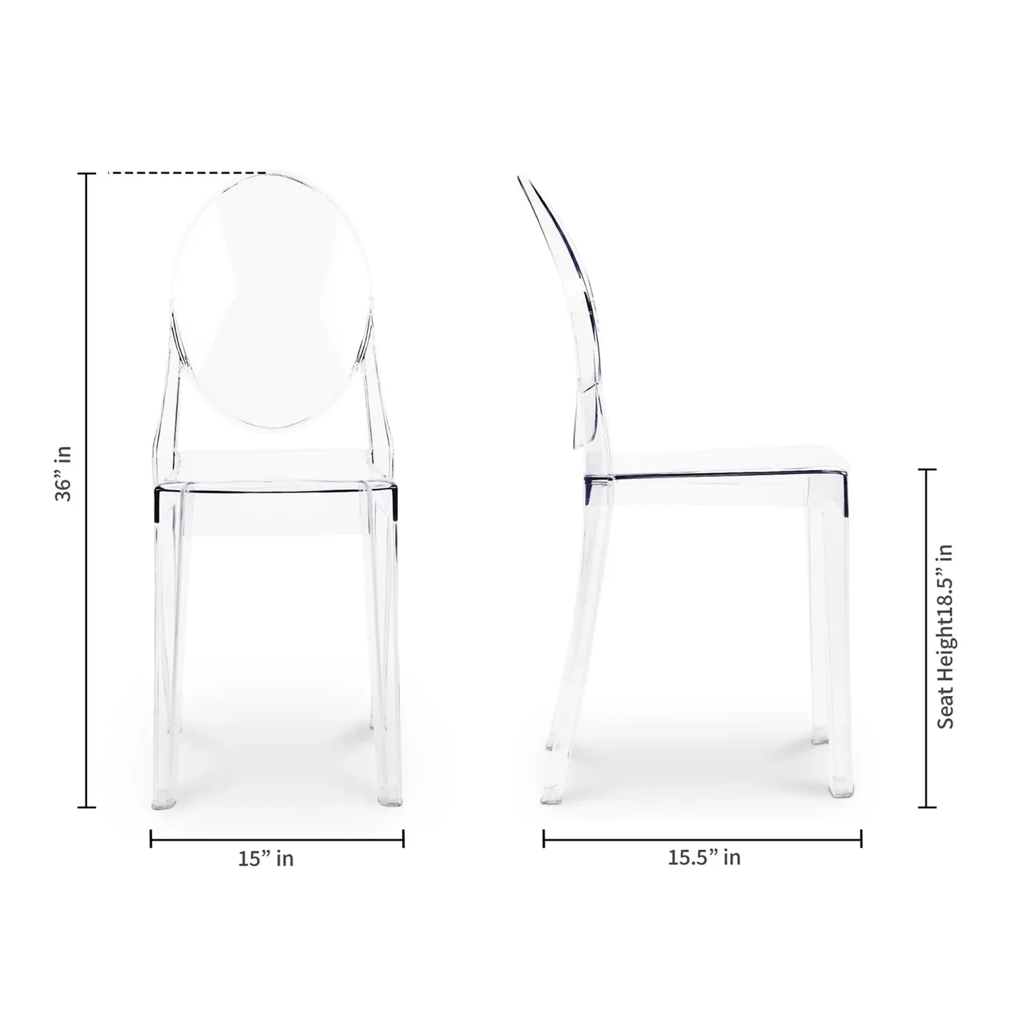 Crystal Dining Chair, Clear By World Modern Design
