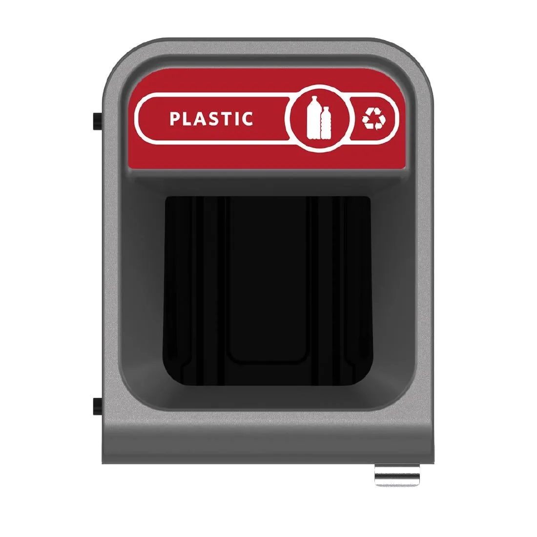 CX963 Rubbermaid Configure Recycling Bin with Plastic Recycling Label Red 57Ltr