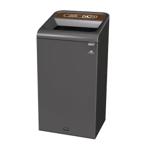 CX973 Rubbermaid Configure Recycling Bin with Food Waste Label Brown 87Ltr