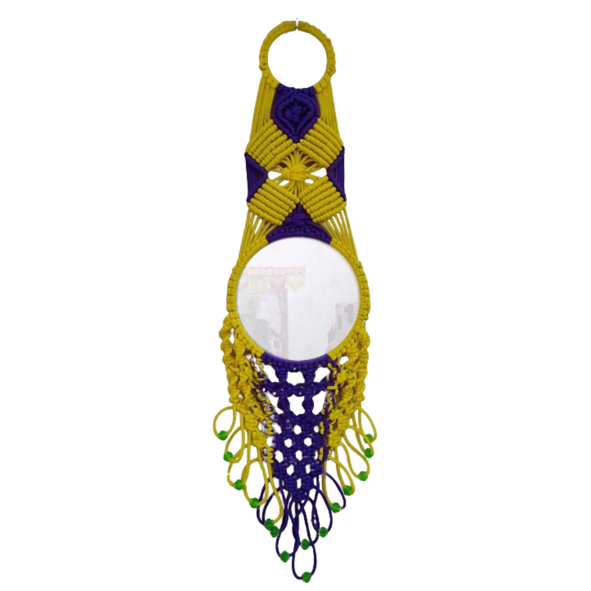 D R Handloom Knotted Mirror for Home Decoration Length 1.5ft (Nylone Cord) (YBG1)