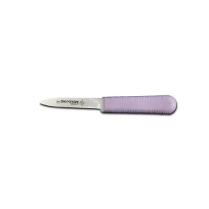 Dexter Russell S104P-PCP Sani-Safe 3 1/4" Cook's Style Paring Knife Purple Handle - 15303P