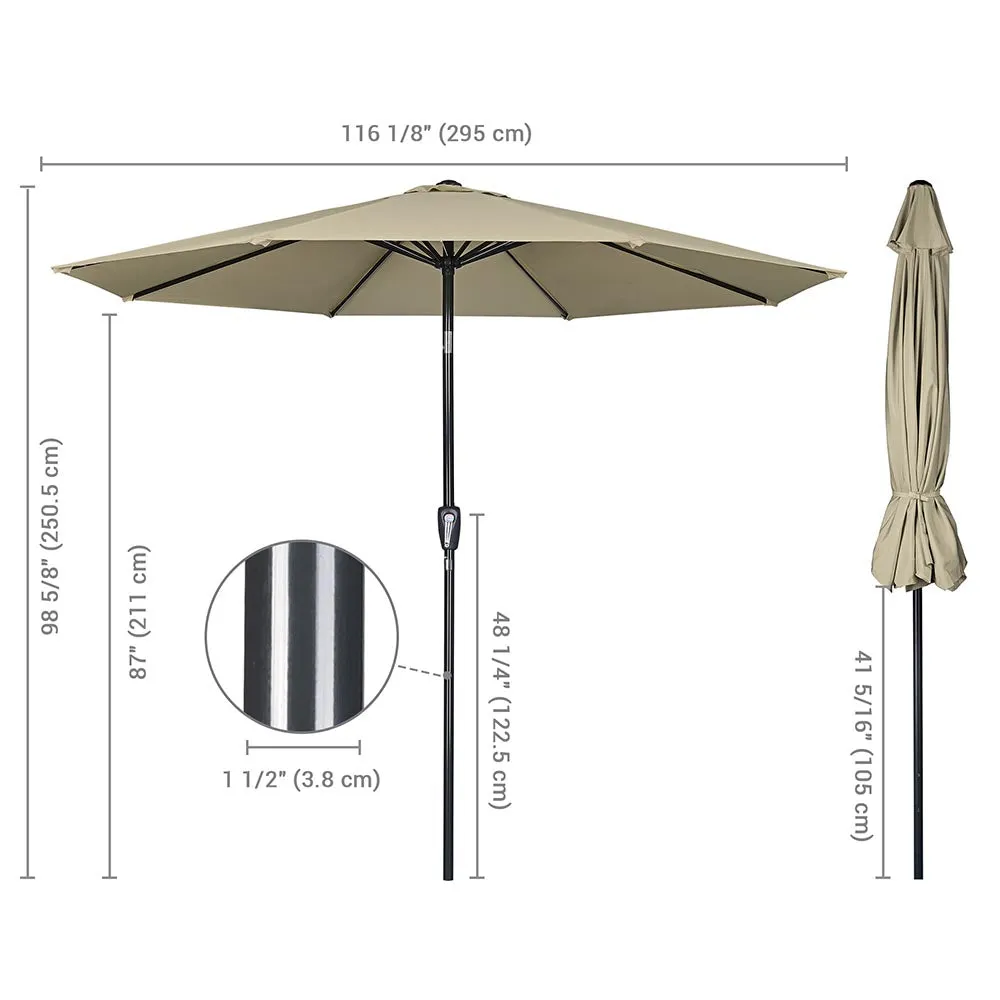 DIY 10 ft Tilting Outdoor Patio Umbrella 220g Yarn-dyed Canopy UV50 