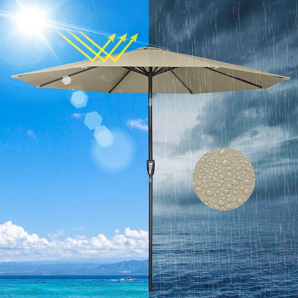 DIY 10 ft Tilting Outdoor Patio Umbrella 220g Yarn-dyed Canopy UV50 