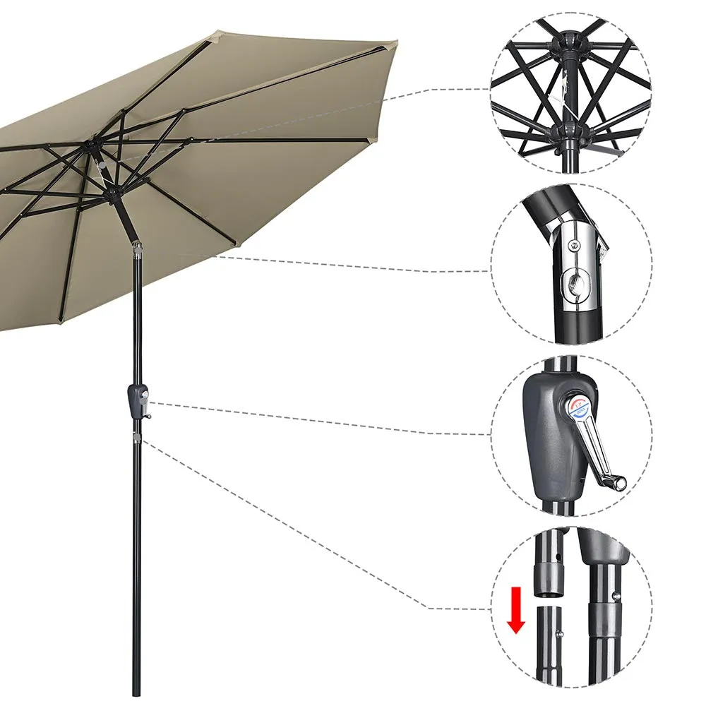 DIY 10 ft Tilting Outdoor Patio Umbrella 220g Yarn-dyed Canopy UV50 