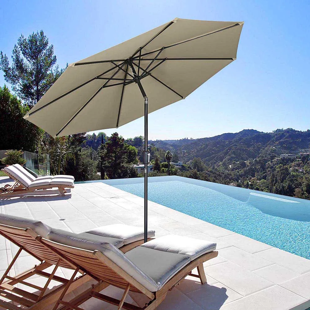 DIY 10 ft Tilting Outdoor Patio Umbrella 220g Yarn-dyed Canopy UV50 