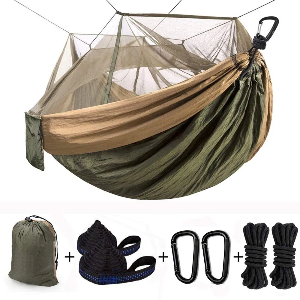 Double & Single Camping Hammock with Mosquito Net & Tree Straps
