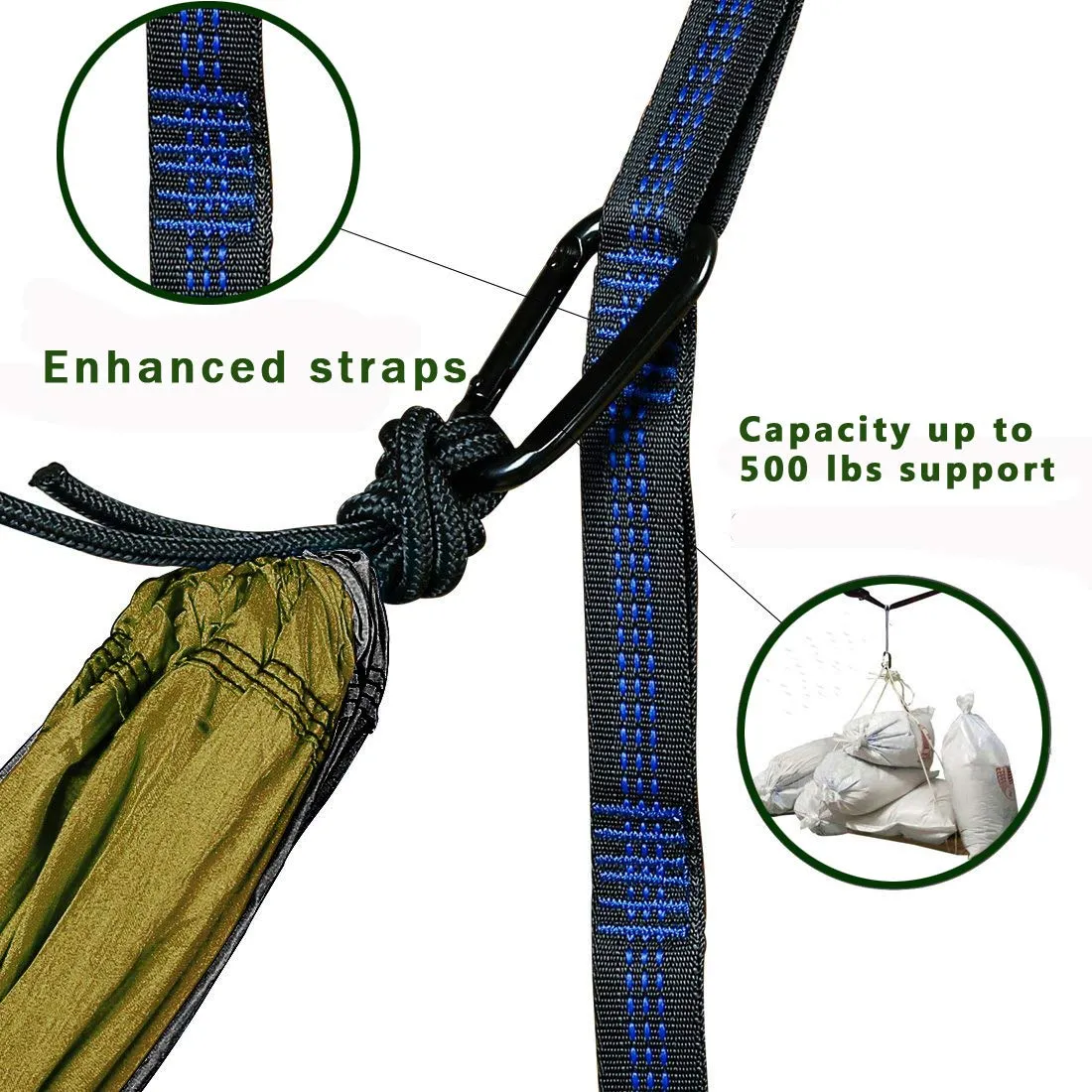 Double & Single Camping Hammock with Mosquito Net & Tree Straps