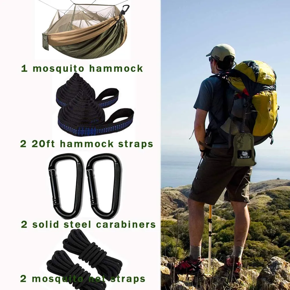 Double & Single Camping Hammock with Mosquito Net & Tree Straps