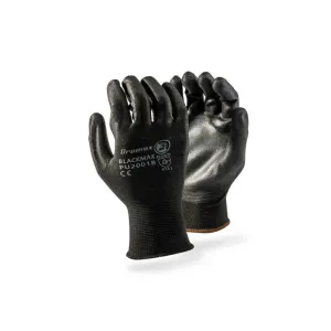 DROMEX GLOVES INSPECTOR PU PALM COATED BLACK SIZE 7(240)